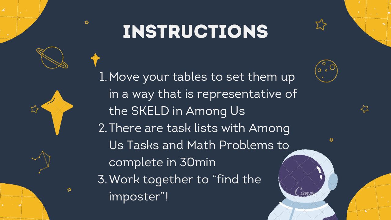 Workshop slide: Practical: Among Us tasks as maths problems