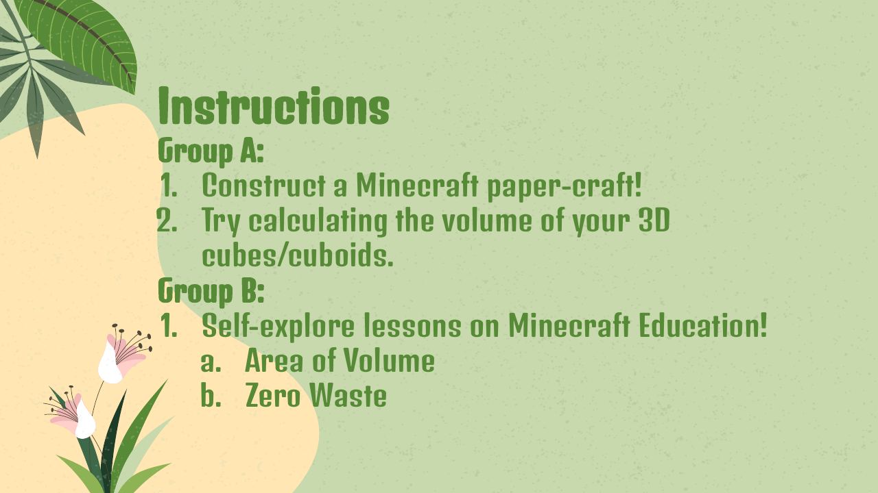 Workshop slide: Practical: paper-craft blocks and Minecraft Education
