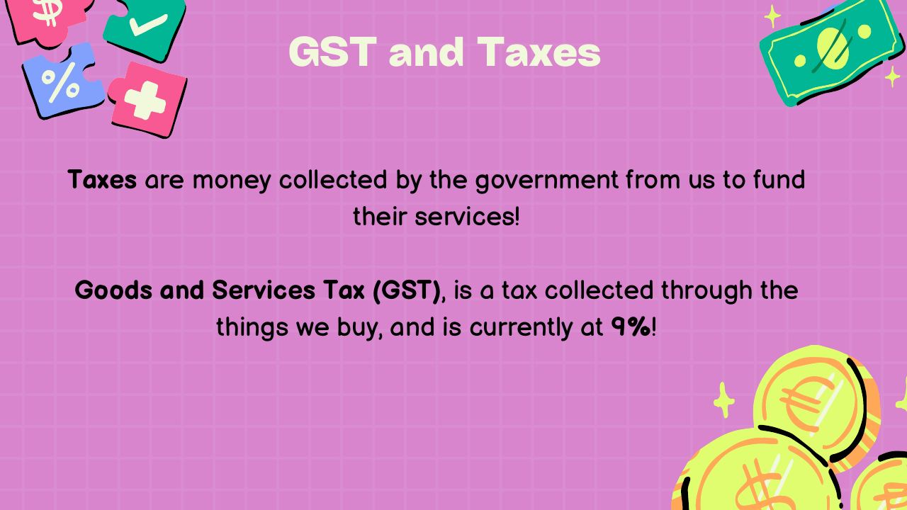 Workshop slide: GST and taxes: what they are and why 9%